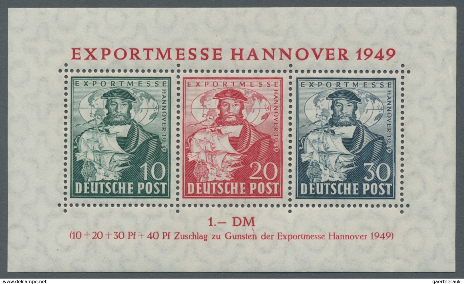 Bizone: 1949, "Hannovermesse"- Block Mit 30 Pfg. Dunkelgrünlichblau, Postfrischer Block In Tadellose - Other & Unclassified