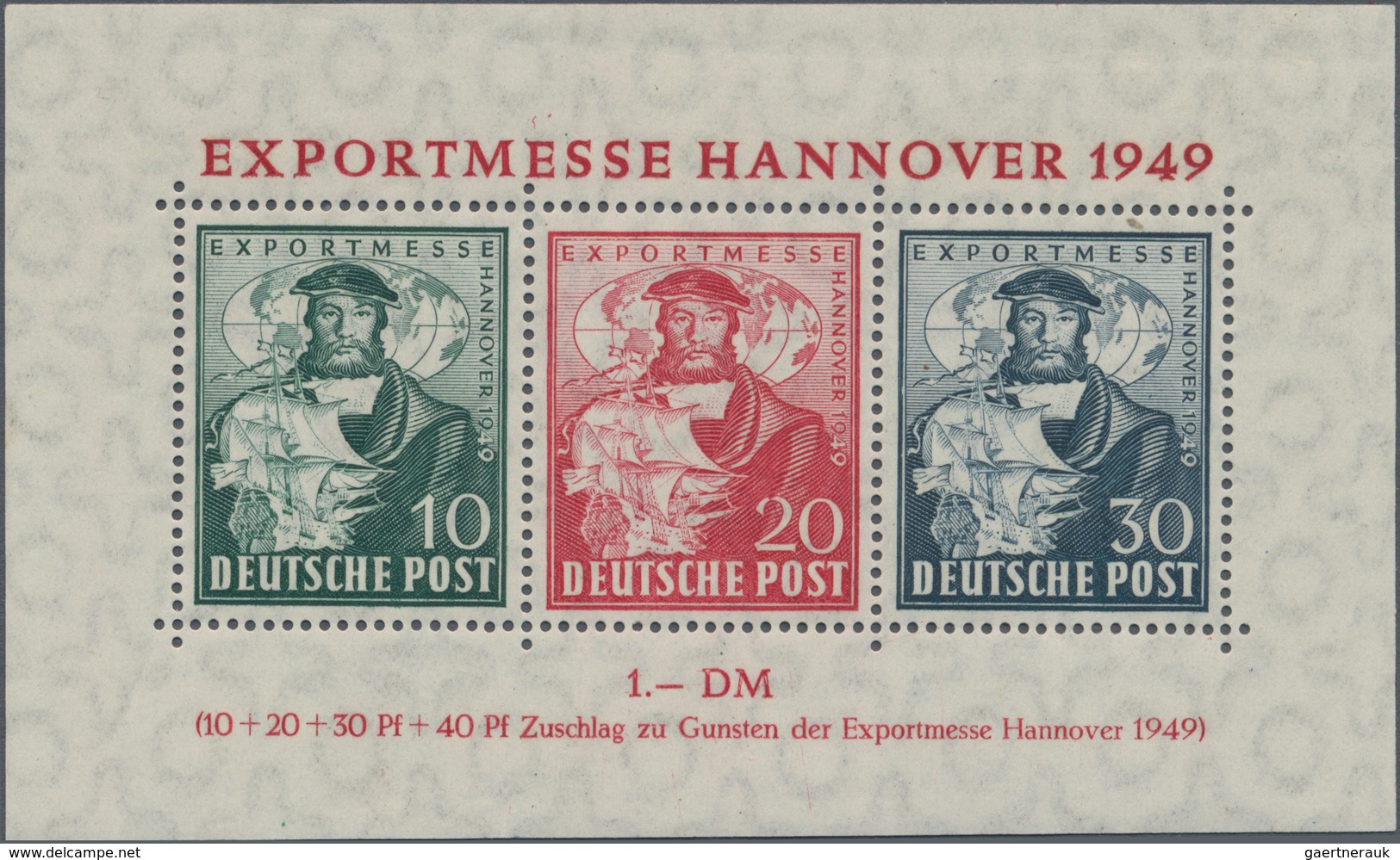 Bizone: 1949, Exportmesse Blockausgabe, 30 Pf Schwarzviolettultramarin, Block Postfrisch Mit Minimal - Other & Unclassified