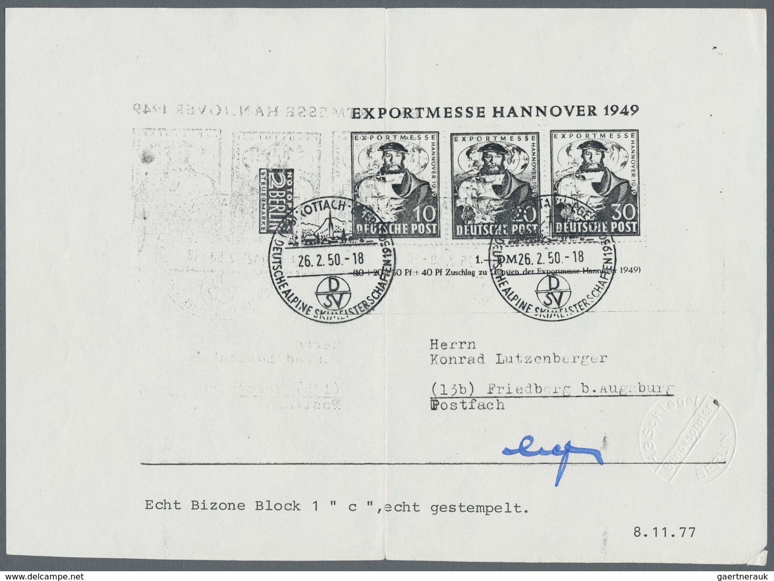 Bizone: 1949, "Hannovermesse"-Block Mit 30 Pfg. In Schwarzviolettultramarin, Sauber Gestempelter Blo - Other & Unclassified