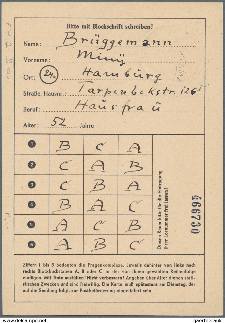 Bizone - Ganzsachen: 1952, Bedarfs- Und Portogerecht Verwendete Funklotterie-Postkarte 65 Pfennig Mi - Andere & Zonder Classificatie