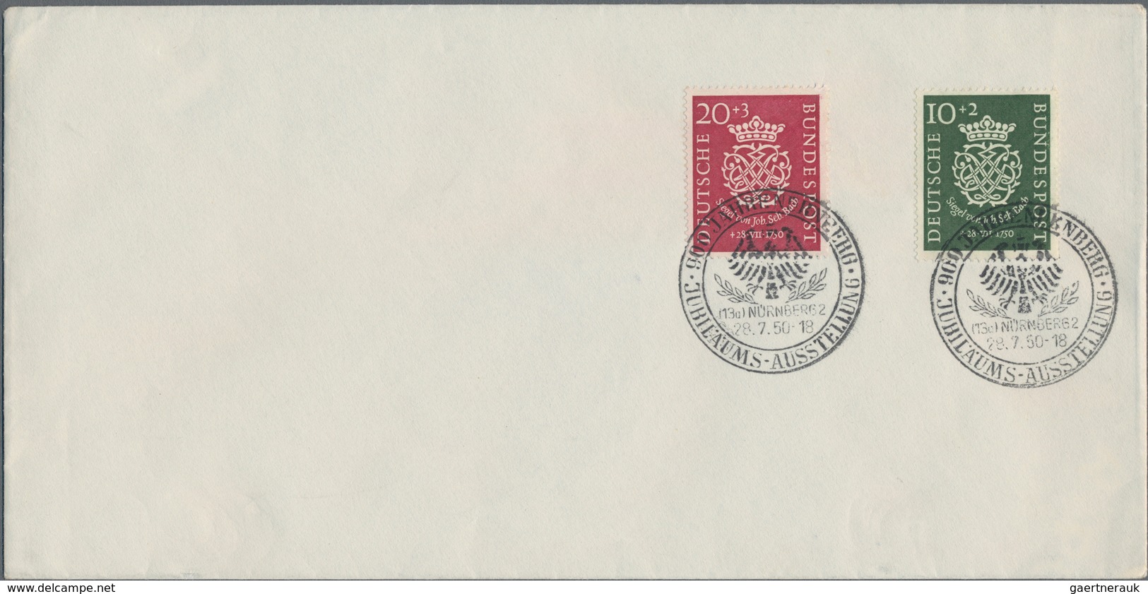 Bundesrepublik Deutschland: 1950, Bachsiegel, Zwei Ersttagsbelege: Blanko-Umschlag Mit ESST "900 JAH - Sonstige & Ohne Zuordnung