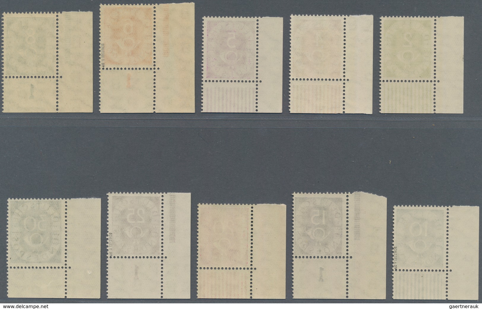 Bundesrepublik Deutschland: 1951, Posthorn, Kompletter Satz Aus Den Linken Unteren Bogenecken, Einwa - Andere & Zonder Classificatie