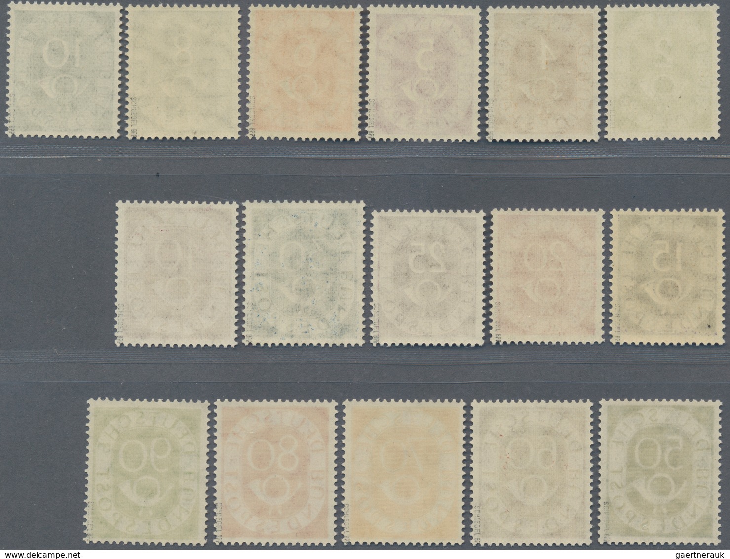 Bundesrepublik Deutschland: 1951/1952, 2 Pf.-90 Pf., Kompletter Posthornsatz, Tadellos Postfrisch, J - Other & Unclassified