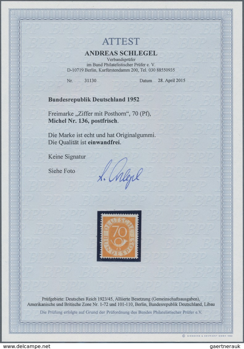 Bundesrepublik Deutschland: 1951, Posthorn, Kompletter Satz, Postfrisch, 25 Pfg., 50 Pfg. Und 80 Pfg - Sonstige & Ohne Zuordnung