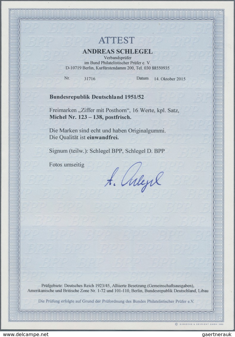 Bundesrepublik Deutschland: 1951, Posthorn, Kompletter Satz, Postfrisch, 25 Pfg., 50 Pfg. Und 80 Pfg - Other & Unclassified