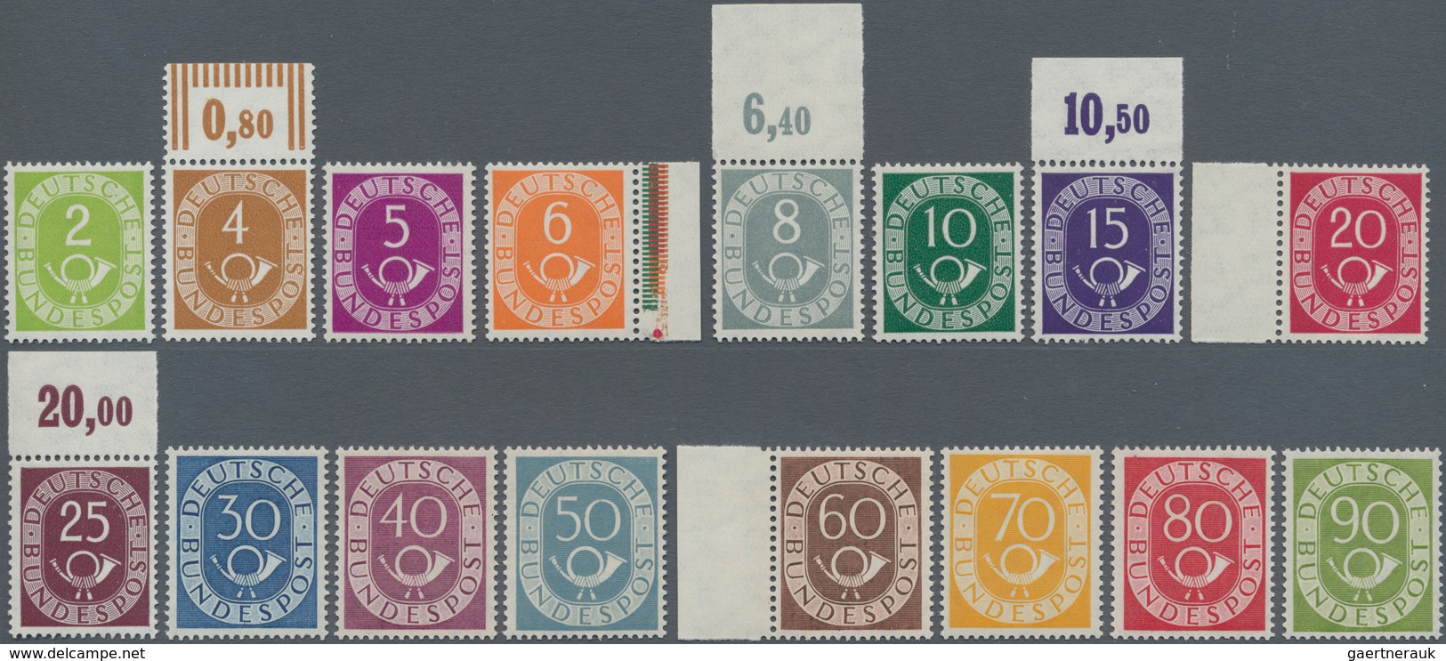 Bundesrepublik Deutschland: 1951, Posthorn, Kompletter Satz, Postfrisch, 4 Pfg., 8 Pfg., 15 Pfg. Und - Other & Unclassified