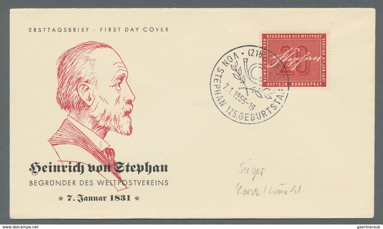 Bundesrepublik Deutschland: 1956, "Stephan", Vier FDC In Tadelloser Erhaltung, Davon Zweimal Mit Sel - Other & Unclassified