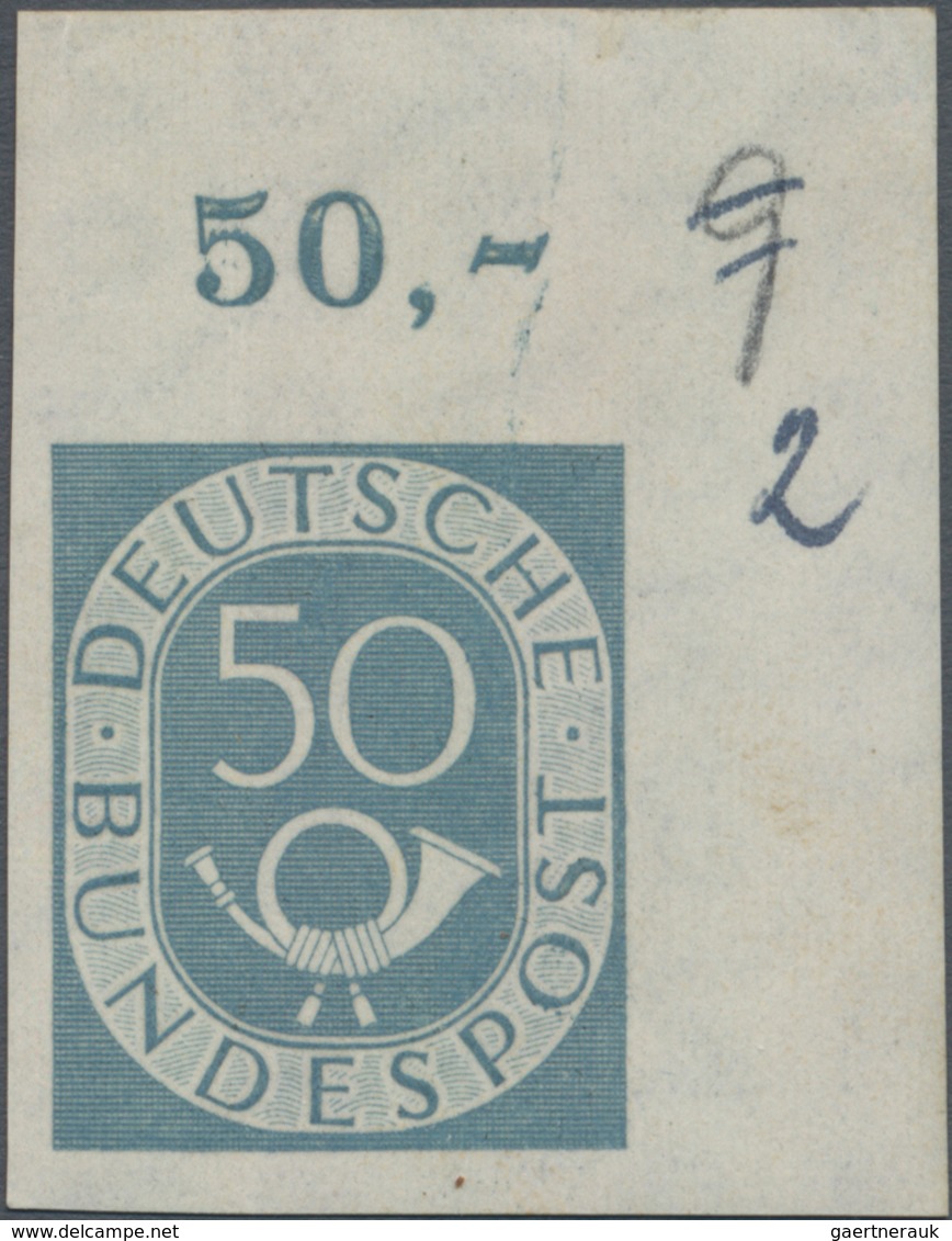Bundesrepublik Deutschland: 1952, 50 Pf Posthorn Ungezähnt Aus Der Rechten Oberen BOGENECK Postfrisc - Other & Unclassified