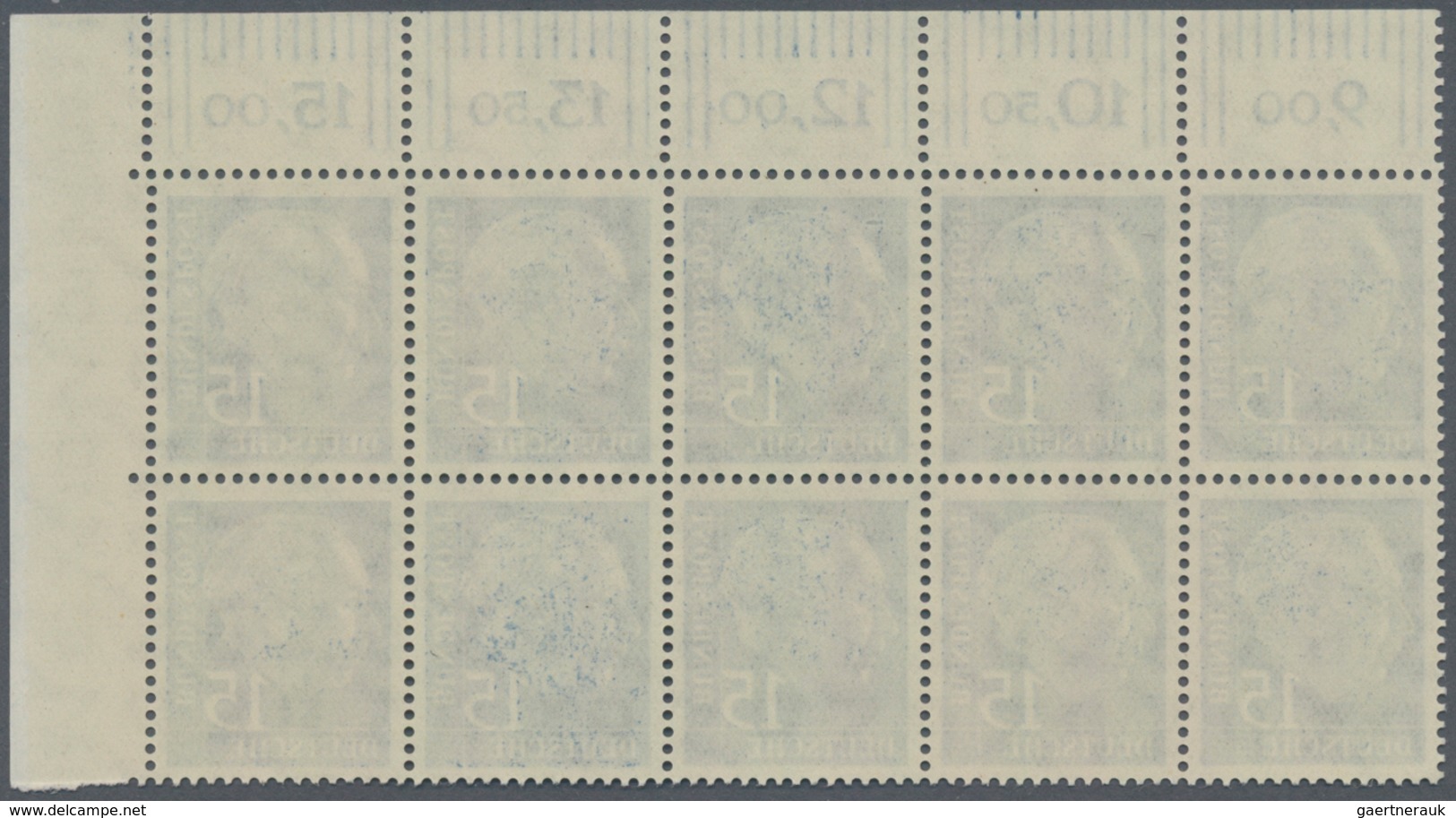 Bundesrepublik Deutschland: 1960, Freimarken Heuss lumogen 8 Werte je im Zehnerblock Eckrand oben re