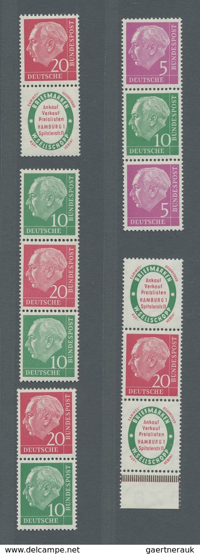 Bundesrepublik - Zusammendrucke: 1955, "Heuss", Fast Komplette Garnitur Der Kombinationen Aus MHB 3, - Se-Tenant