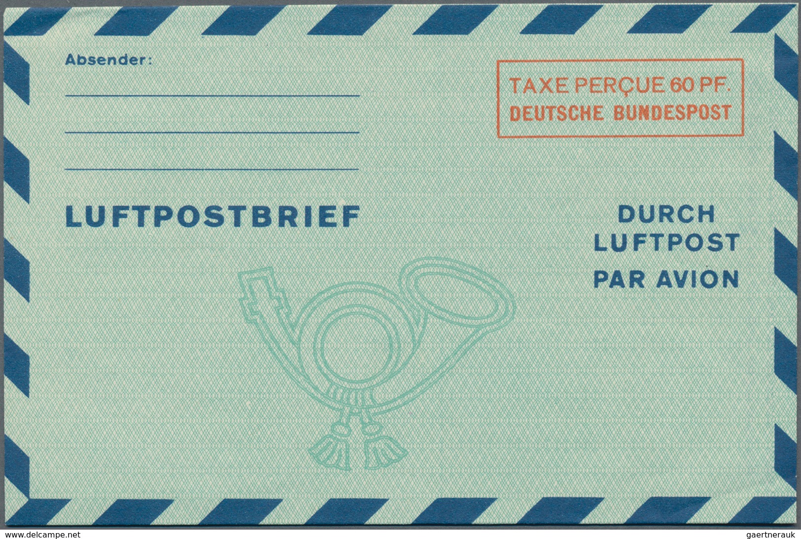 Bundesrepublik - Ganzsachen: 1950, Zwei Ungebrauchte Luftpostfaltbriefe Mit Wertrahmen "TAXE PERCUE - Sonstige & Ohne Zuordnung