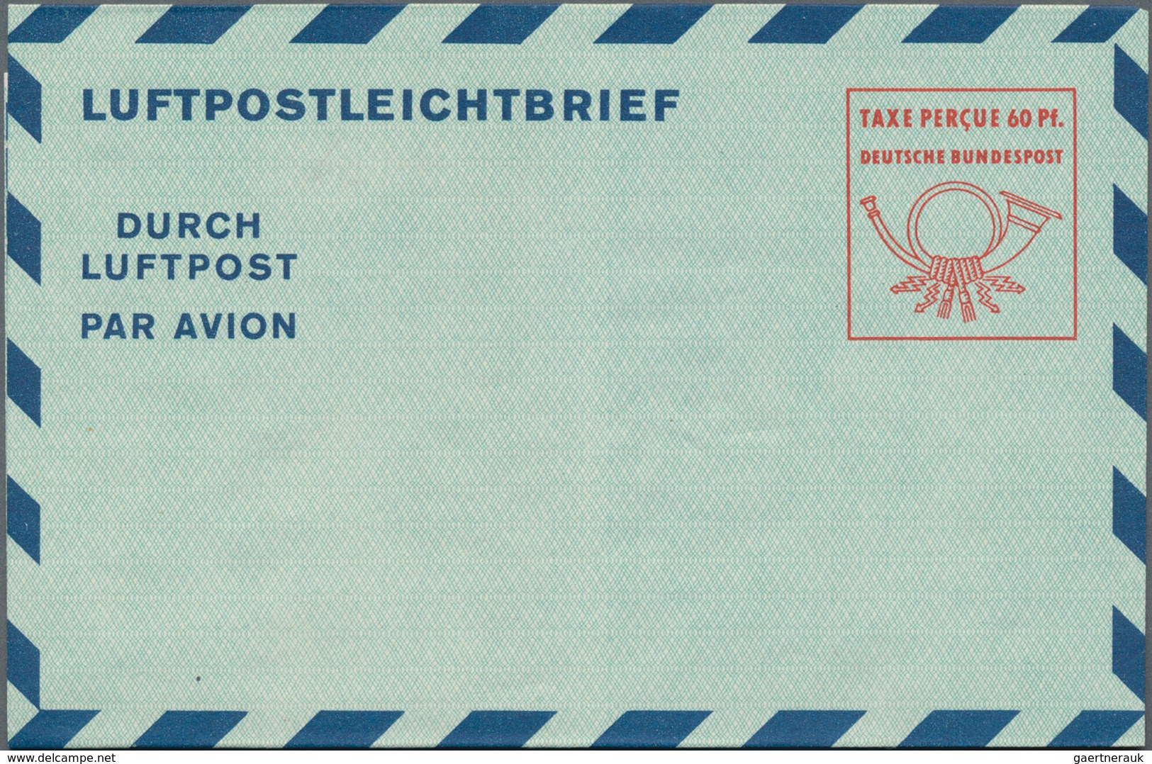 Bundesrepublik - Ganzsachen: 1950/51, 5 Ungebrauchte Luftpostleichtbriefe Mit Wertrahmen "TAXE PERCU - Andere & Zonder Classificatie