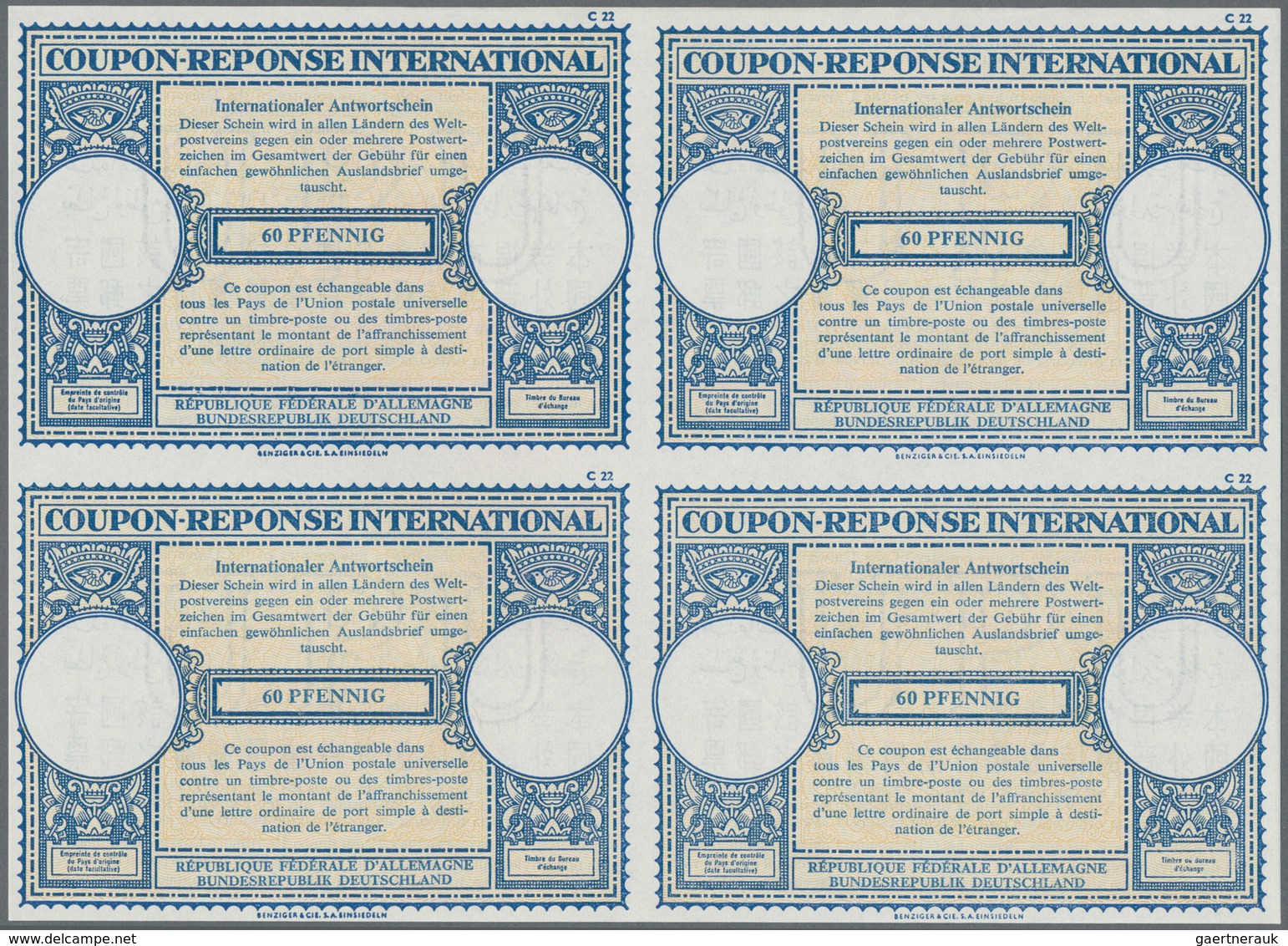 Bundesrepublik - Ganzsachen: 1959, Juli. Internationaler Antwortschein 60 Pfennig (Typ London) In Ei - Other & Unclassified