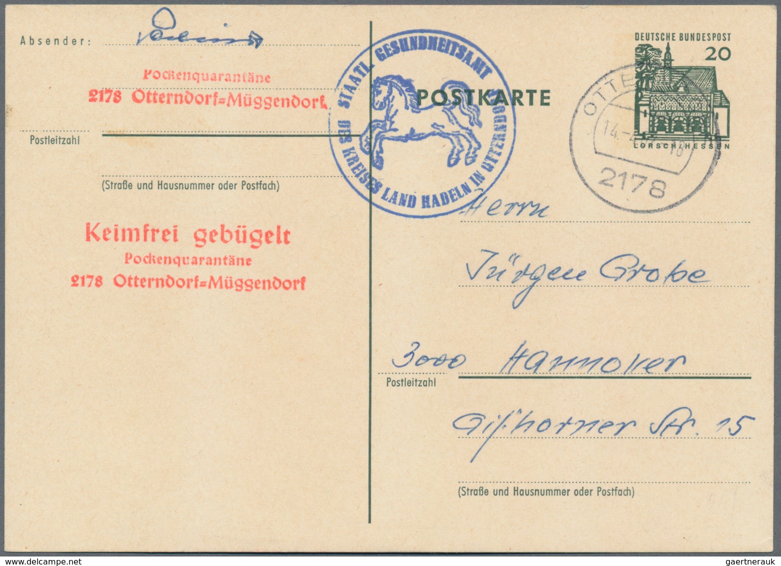 Bundesrepublik - Ganzsachen: 1967, Bedarf- Und Portogerecht Verwendete Ganzsachenpostkarte 20 Pfenni - Andere & Zonder Classificatie