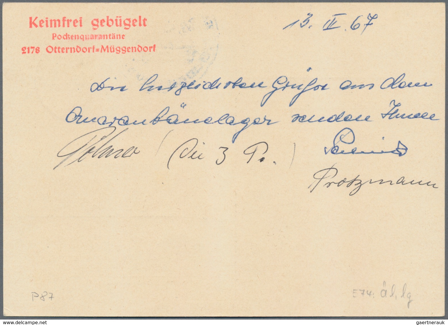 Bundesrepublik - Ganzsachen: 1967, Bedarf- Und Portogerecht Verwendete Ganzsachenpostkarte 20 Pfenni - Andere & Zonder Classificatie