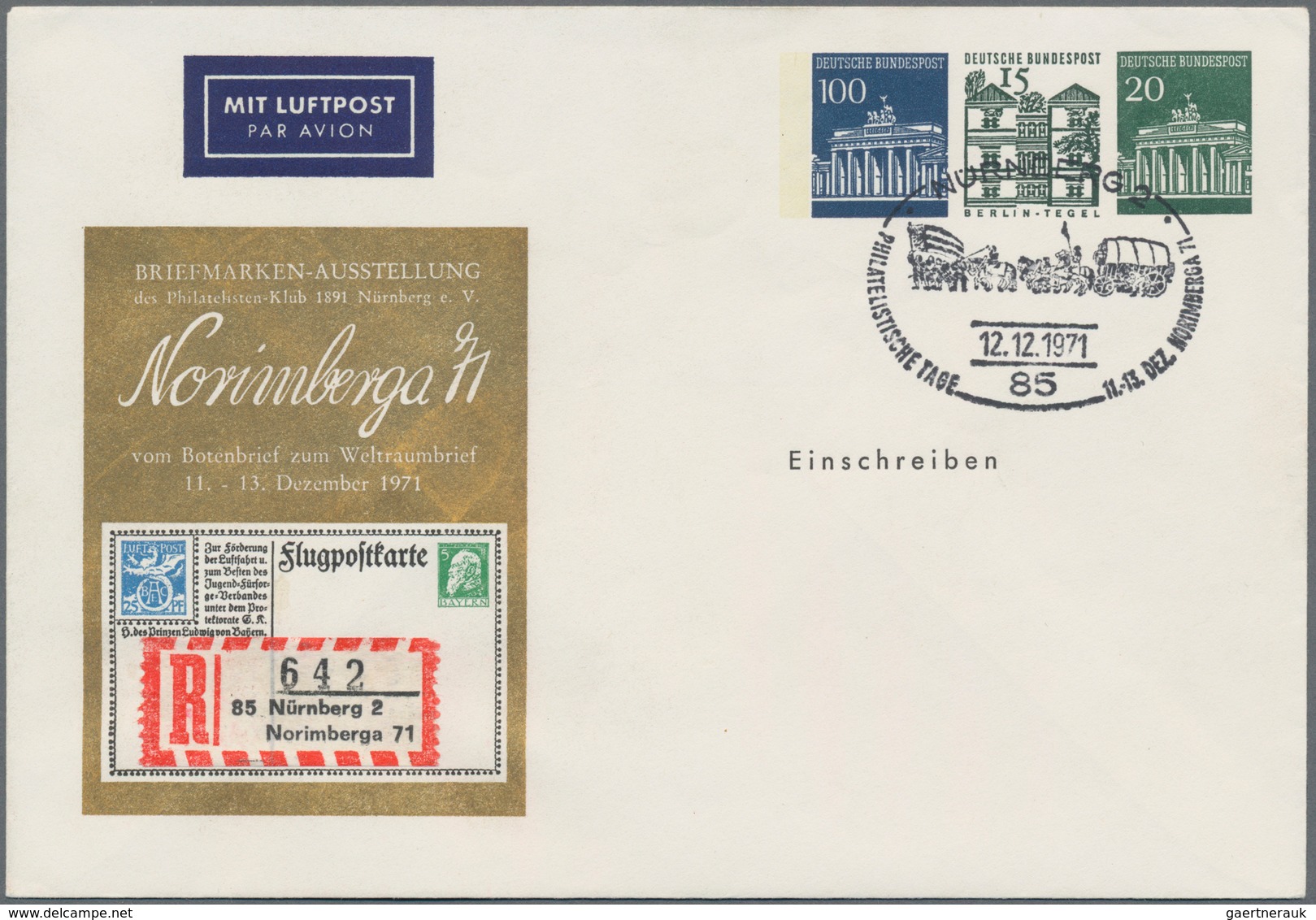 Bundesrepublik - Ganzsachen: 1971. Lp-R-Privat-Umschlag 100 Pf Blau Neben 15 Grün Neben 20 Pf Grün " - Other & Unclassified