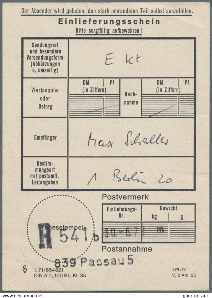 Bundesrepublik - Ganzsachen: 1972, Bedarfs- Und Portogerecht Verwendete Ganzsachenpostkarte 20 Pfenn - Andere & Zonder Classificatie