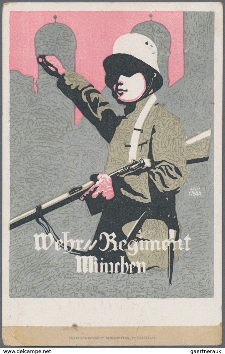 Ansichtskarten: Politik / Politics: DEUTSCHLAND / REVOLUTION 1918/1919, "Wehr-Regiment München" Plak - People