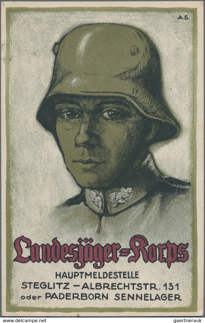 Ansichtskarten: Politik / Politics: DEUTSCHLAND 1919, ""Landjäger-Korps" Freikorps-Postkarte Mit Abb - People