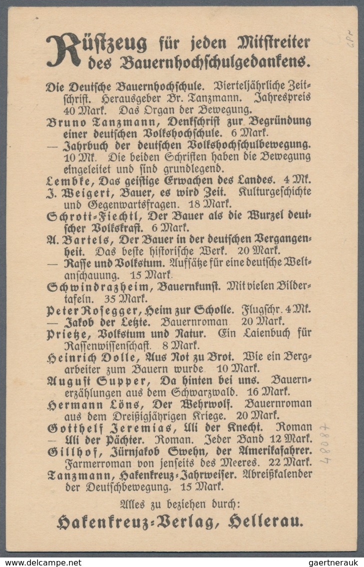 Ansichtskarten: Propaganda: Schirmherrschaft Der Deutschen Bauernhochschule Mitgliedskarte: 1922 Naz - Parteien & Wahlen