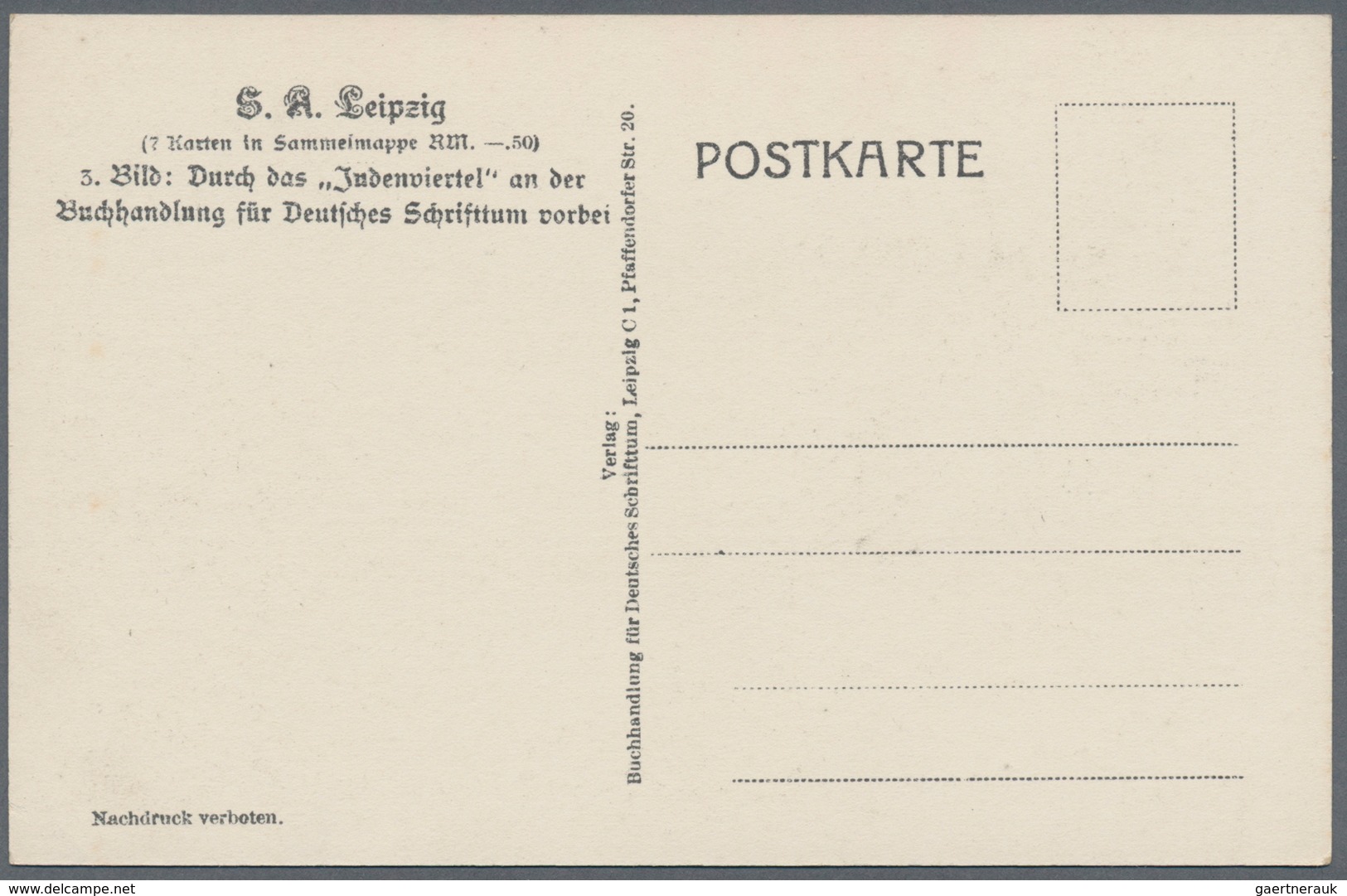 Ansichtskarten: Propaganda: 1927. "Durch Das Judenviertel An Der Buchhandlung Für Deutsches Schriftt - Political Parties & Elections