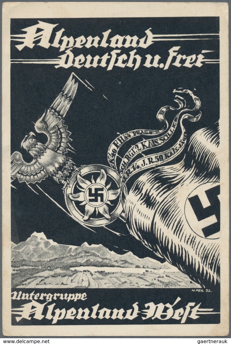 Ansichtskarten: Propaganda: 1932, "Alpenland Deutsch Und Frei Untergruppe Alpenland West", Großforma - Political Parties & Elections