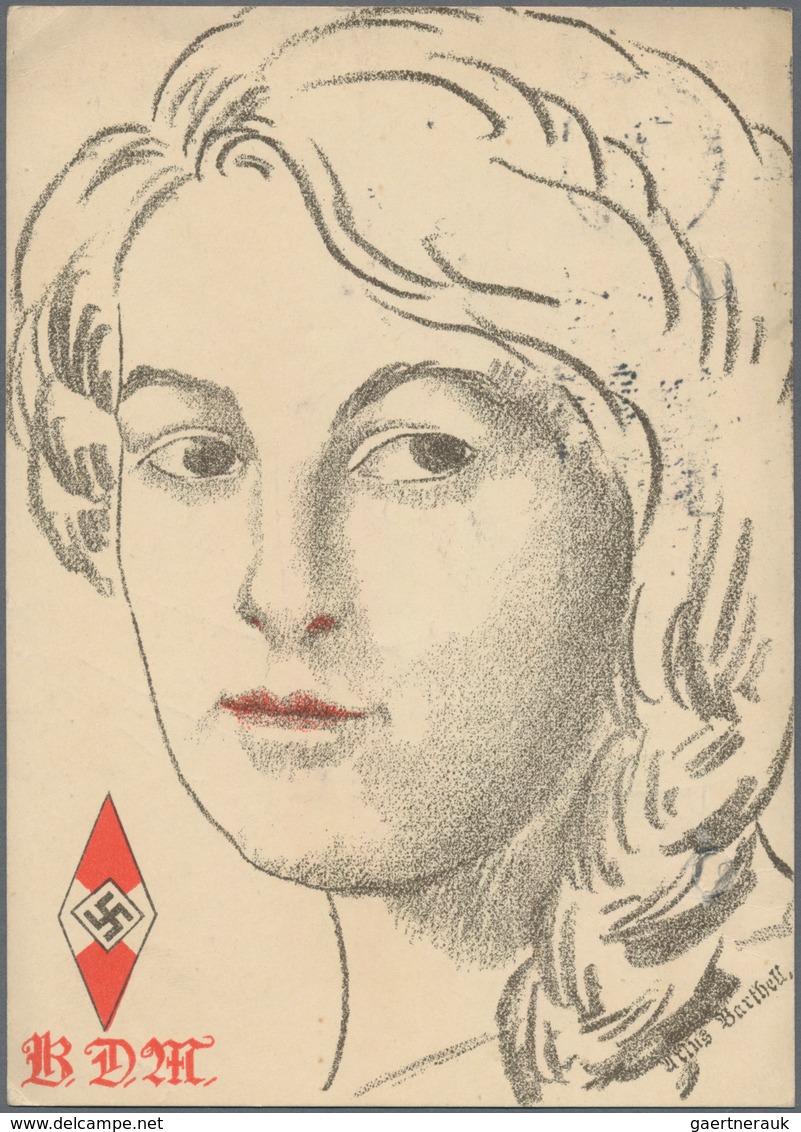 Ansichtskarten: Propaganda: 1933, Frühe B.D.M. Propagandakarte Mit Abbildung BDM-Mädchen, Postalisch - Political Parties & Elections