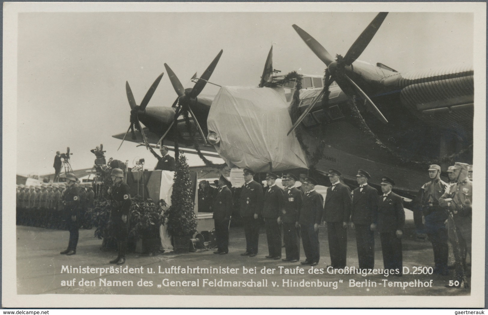 Ansichtskarten: Propaganda: 1934, "Ministerpräsident Und Luftfahrtminister (Göring) Bei Der Taufe De - Parteien & Wahlen