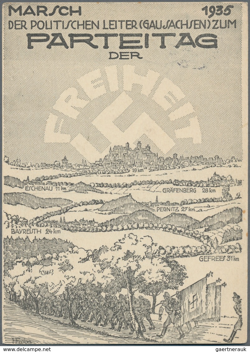 Ansichtskarten: Propaganda: 1935, "Marsch Der Politischen Leiter (Gau Sachsen) Zum Parteitag Der Fre - Parteien & Wahlen