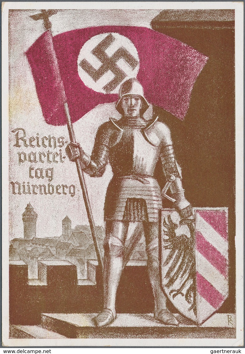 Ansichtskarten: Propaganda: 1936, "Reichsparteitag Nürnberg 1936", Kolorierte Parteitagskarte Mit Ab - Political Parties & Elections