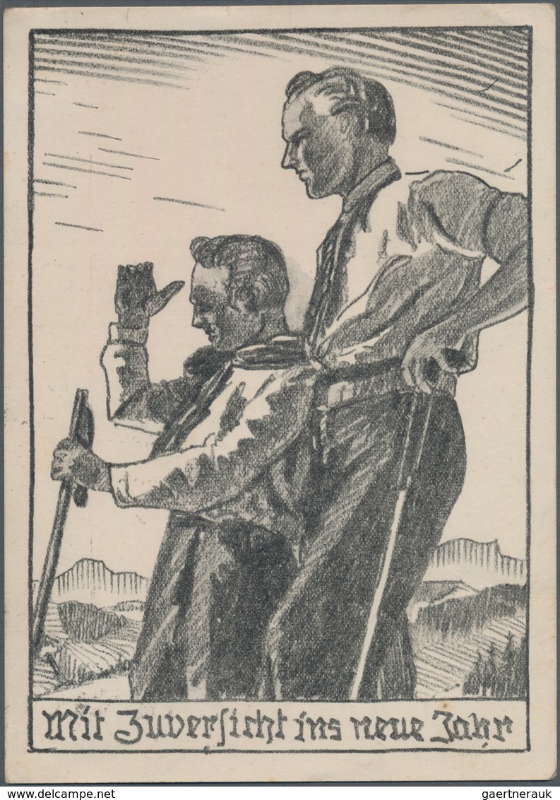 Ansichtskarten: Propaganda: 1937, "Mit Zuversicht Ins Neue Jahr", Illegale Julkarte 1937 Des N.S.L.B - Political Parties & Elections