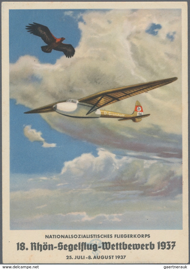 Ansichtskarten: Propaganda: 1937, "Nationalsozialistisches Fliegerkorps NSFK 18. Rhön-Segelflug-Wett - Parteien & Wahlen