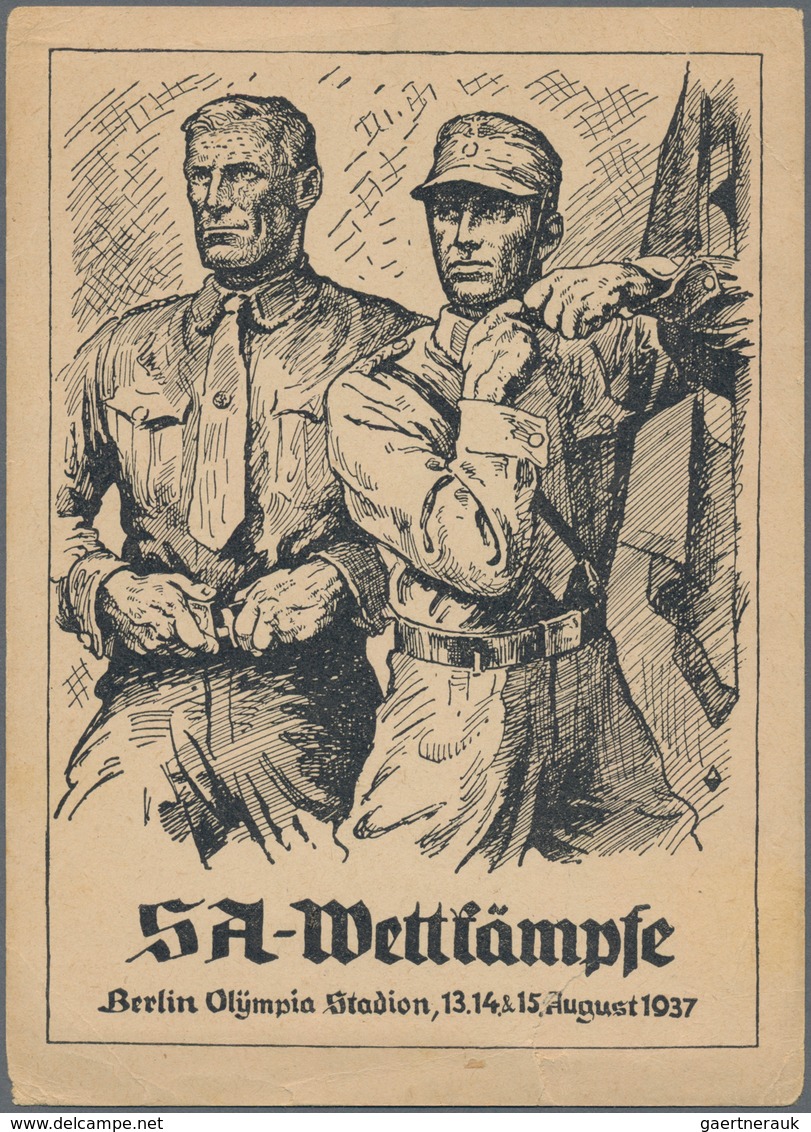 Ansichtskarten: Propaganda: 1937, "SA-Wettkämpfe Berlin1937", Drei Großformatige Propagandakarten Mi - Political Parties & Elections