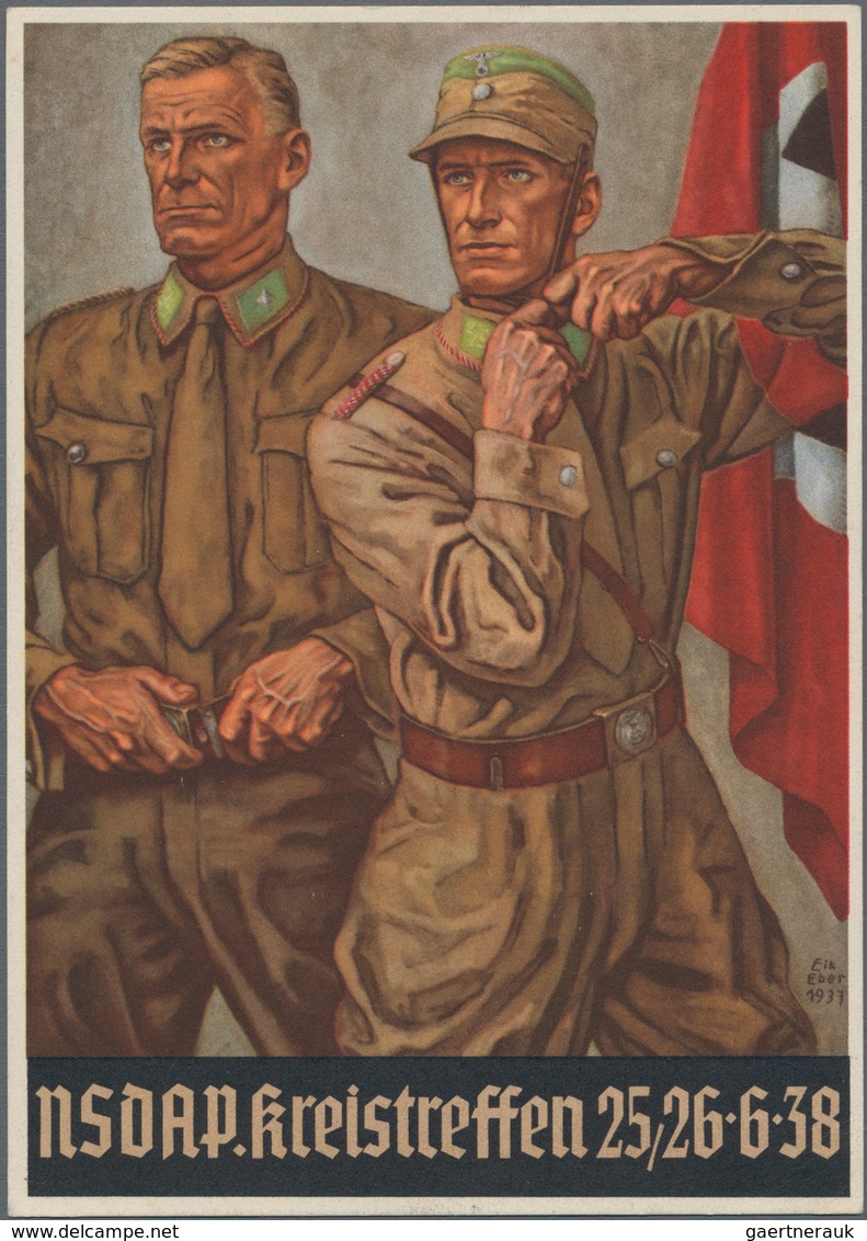 Ansichtskarten: Propaganda: 1938, "NSDAP Kreistreffen 1938" Großformatige Kolorierte Propagandakarte - Politieke Partijen & Verkiezingen