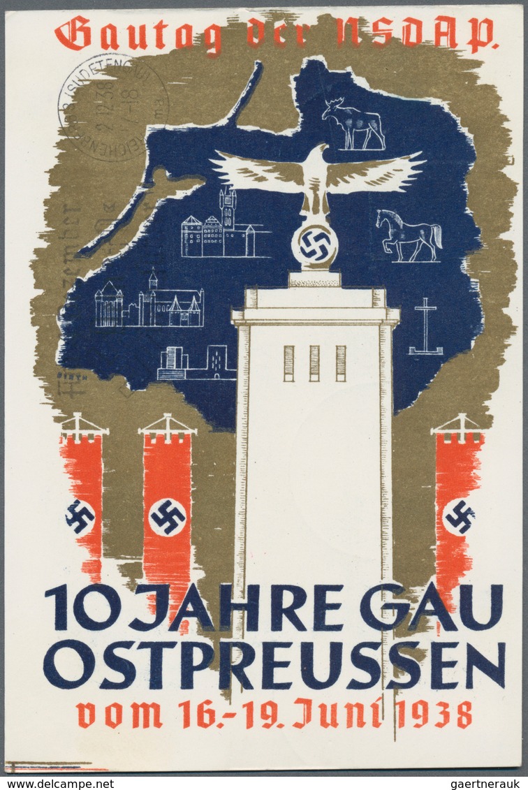 Ansichtskarten: Propaganda: 1938, "Gautag Der NSDAP 10 Jahre Gau Ostpreussen", Kolorierte Privatganz - Political Parties & Elections