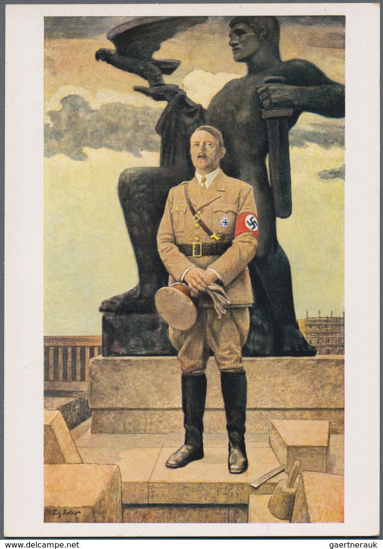 Ansichtskarten: Propaganda: 1939, Adolf HITLER Porträt Nach Einem Original-Gemälde Von Professor Fri - Political Parties & Elections