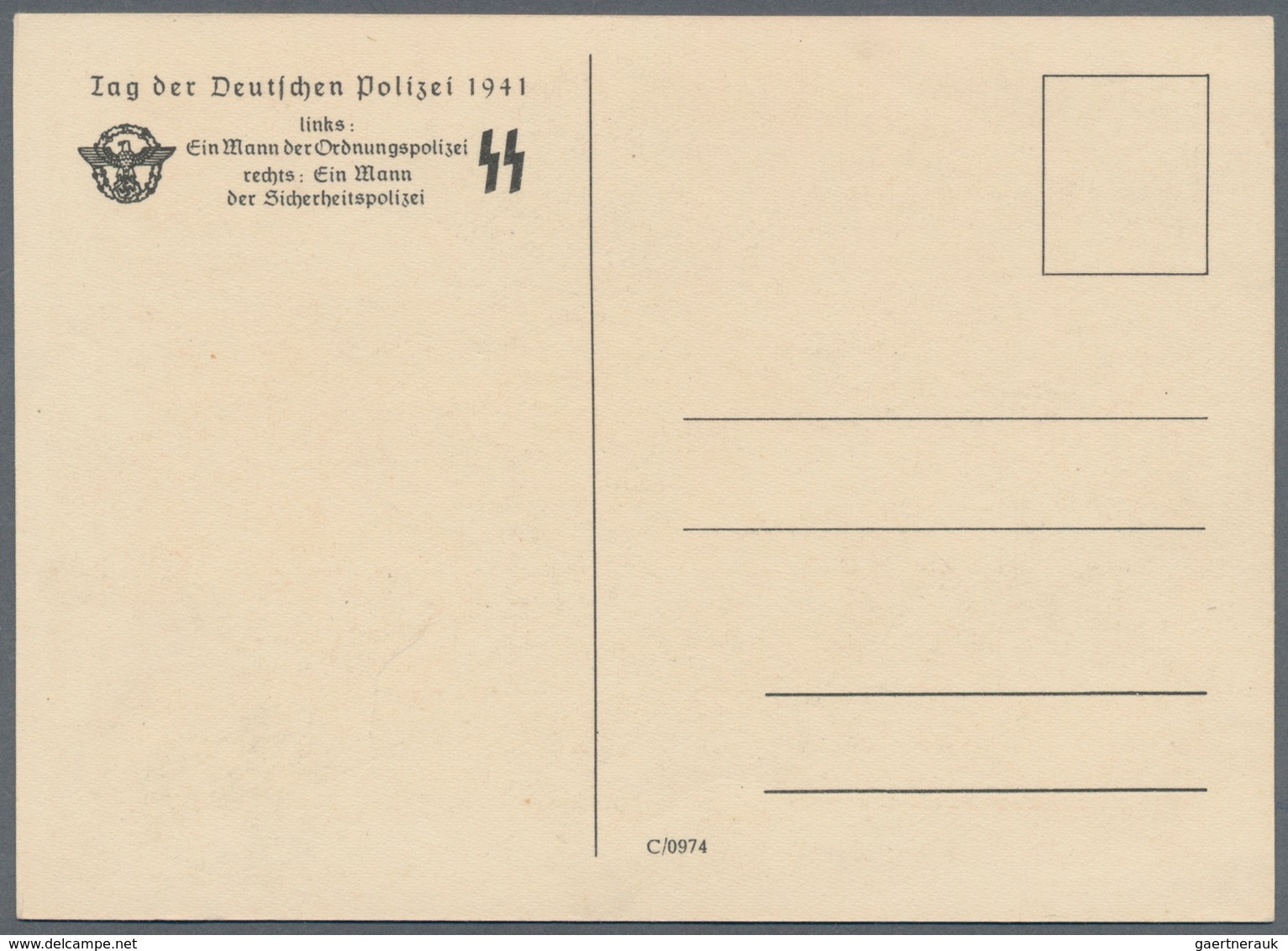 Ansichtskarten: Propaganda: Die Deutsche Polizei / The German Police SS propaganda card set (four ca