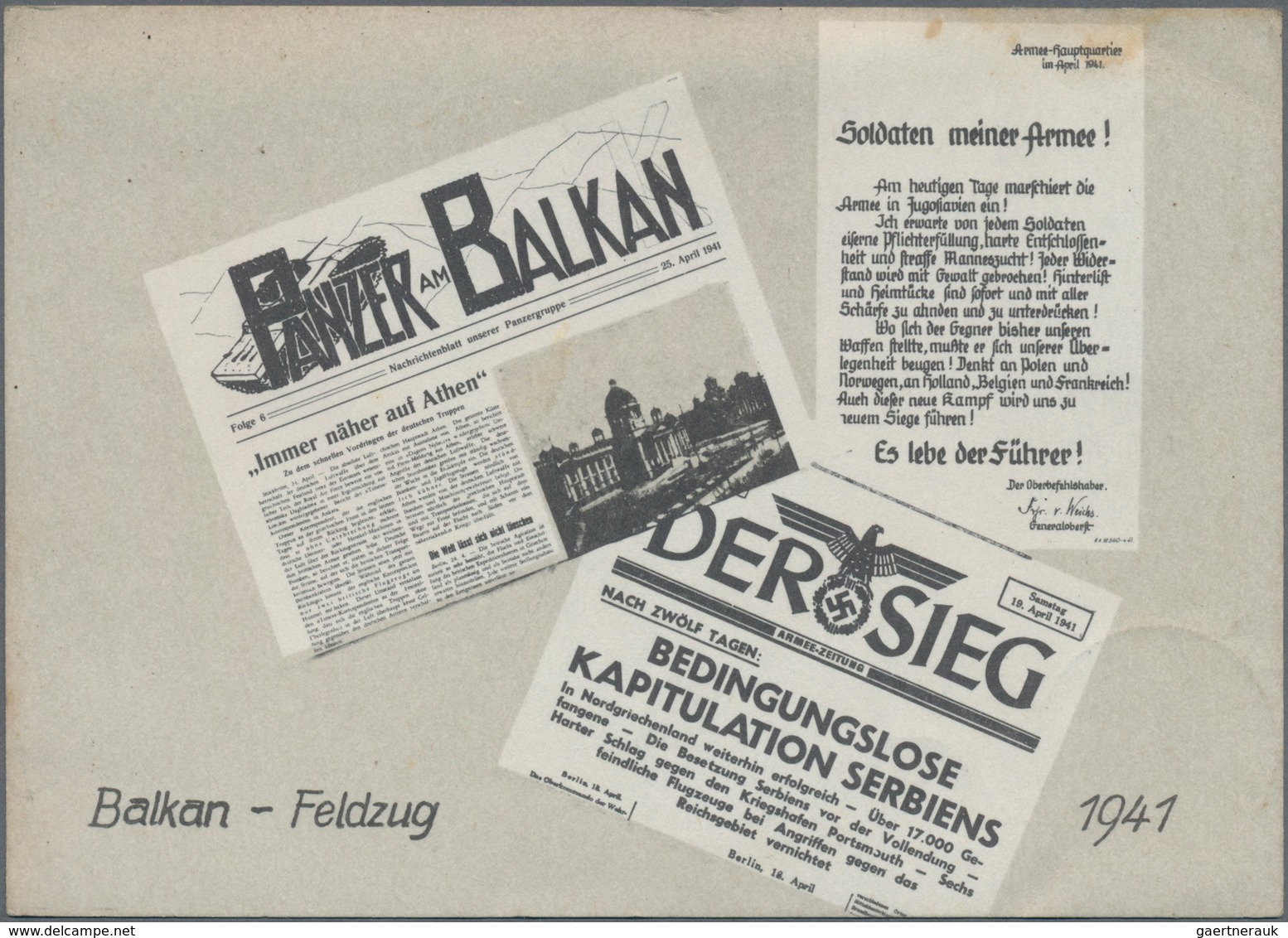 Ansichtskarten: Propaganda: 1941, "Balkan-Feldzug 1941", Seltene Feldpostkarte Mit Abbildungen Von Z - Politieke Partijen & Verkiezingen