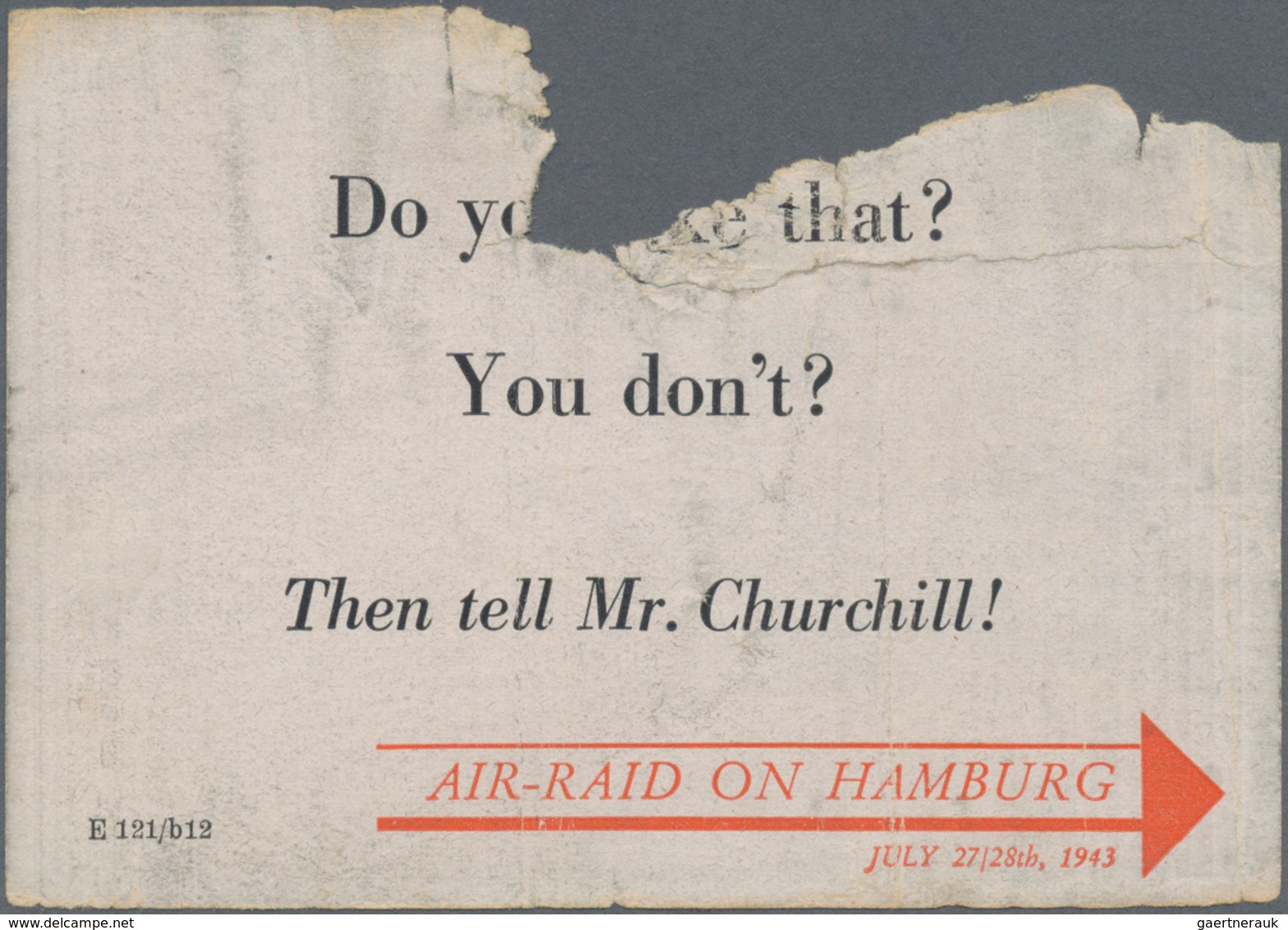 Ansichtskarten: Propaganda: 1945. An Rare V1 Leaflet E.121/b12 Found At A V1 Crash Site In Southeast - Political Parties & Elections