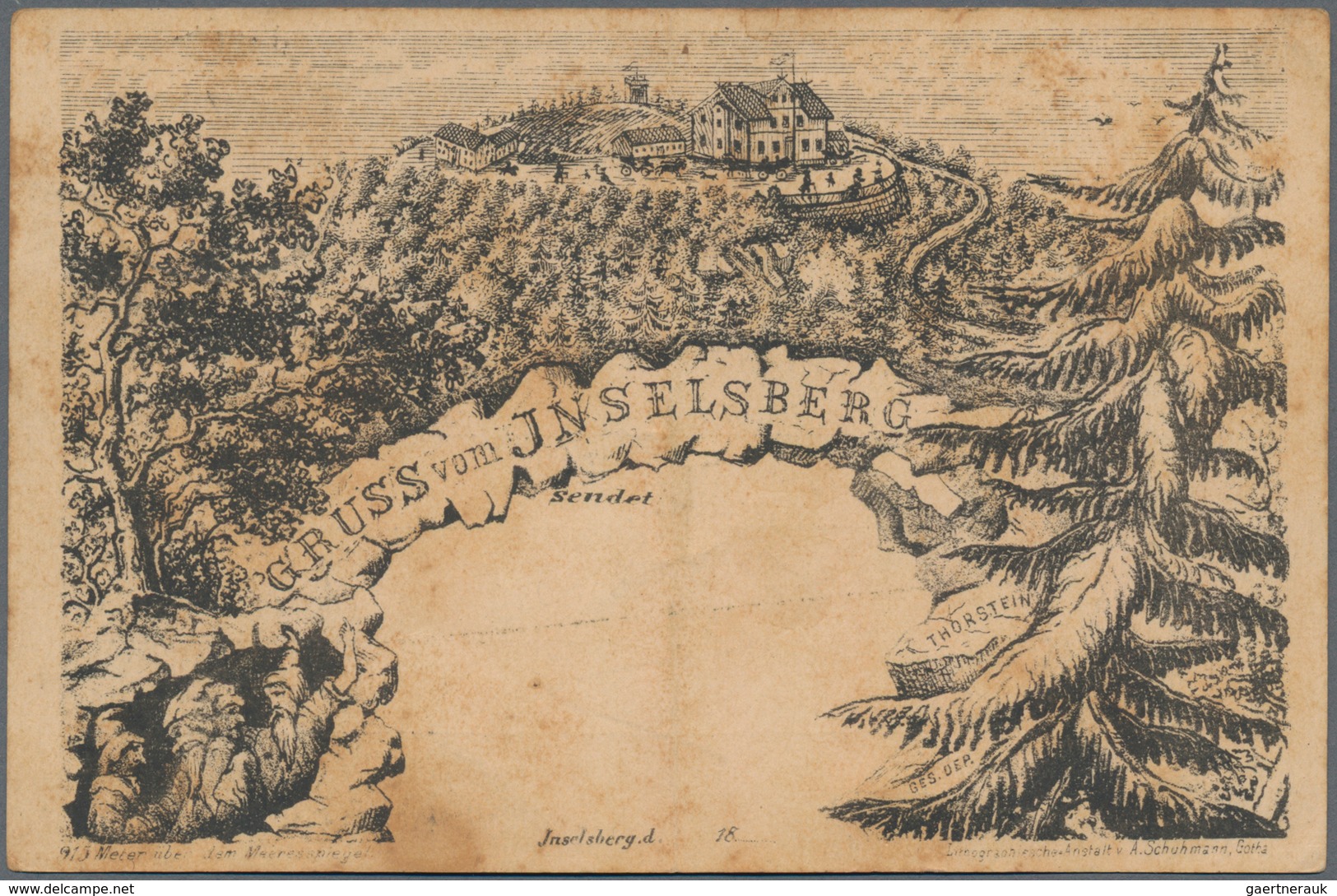 Ansichtskarten: Vorläufer: 1884, INSELBERG Mit Zwerge, Vorläuferkarte 5 Pf Lila Als Privatganzsache - Unclassified