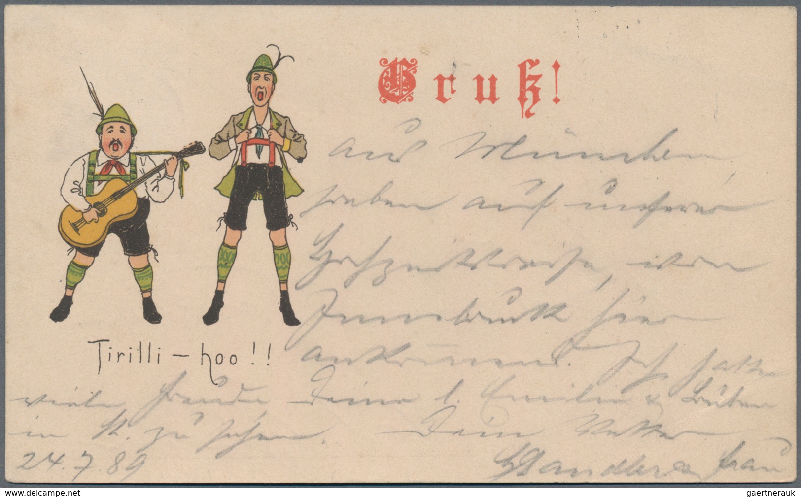 Ansichtskarten: Vorläufer: 1889, "Triilli-hoo!!" Trachtenmotiv, Korrespondenz-Karte Als Vorläufer 5 - Ohne Zuordnung