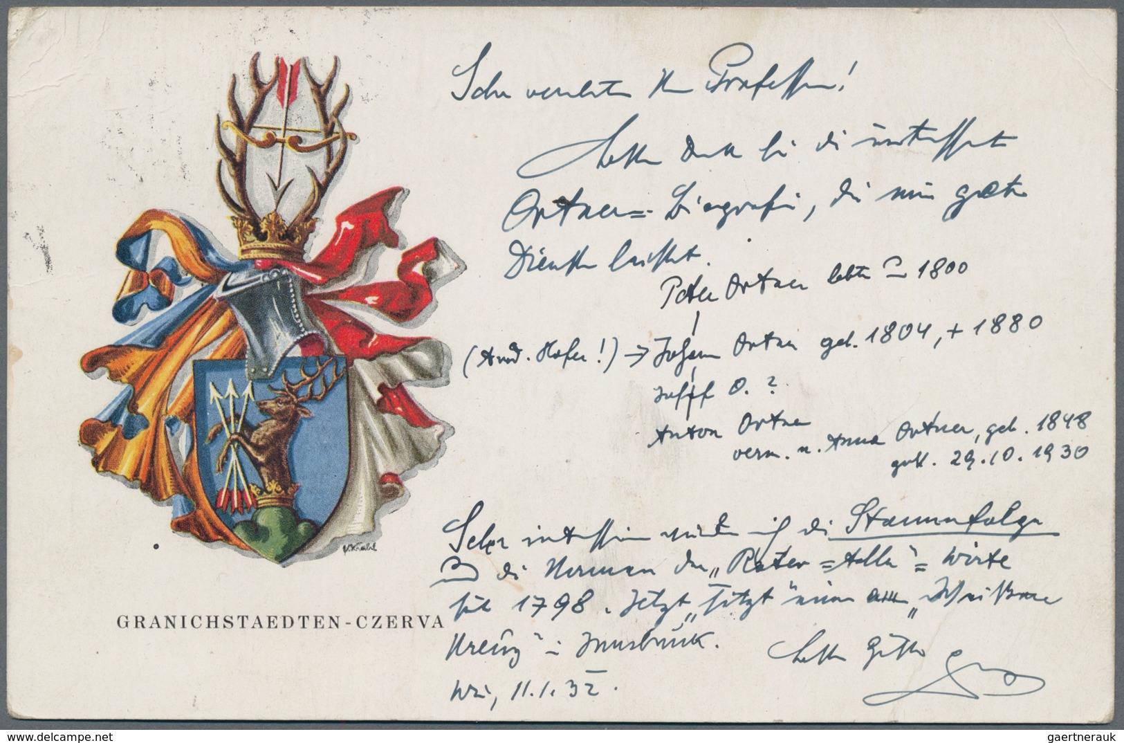 Ansichtskarten: Motive / Thematics: AUTOGRAPHEN / GENEALOGIE, Dr. Rudolf GRANICHSTAEDTEN-CZERVA (188 - Other & Unclassified