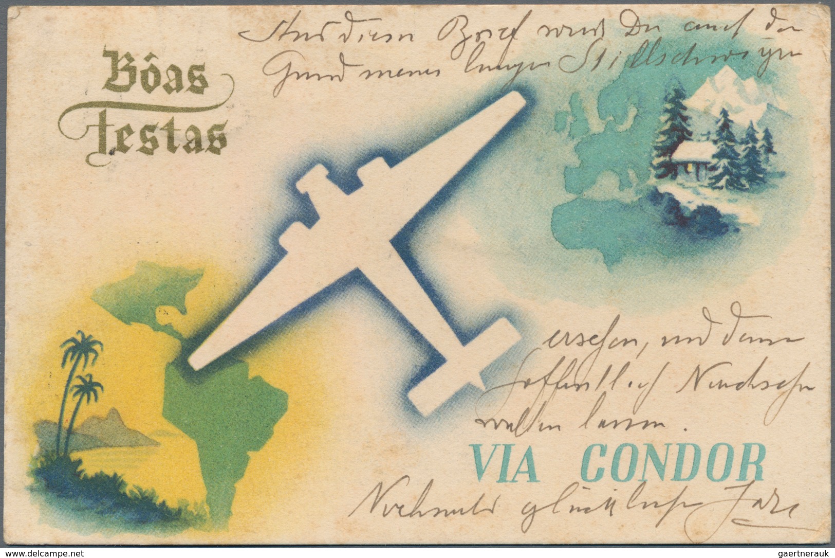 Ansichtskarten: Motive / Thematics: FLUG, Zwei Weihnachtskarten VIA CONDOR Aus Brasilien Nach Österr - Other & Unclassified