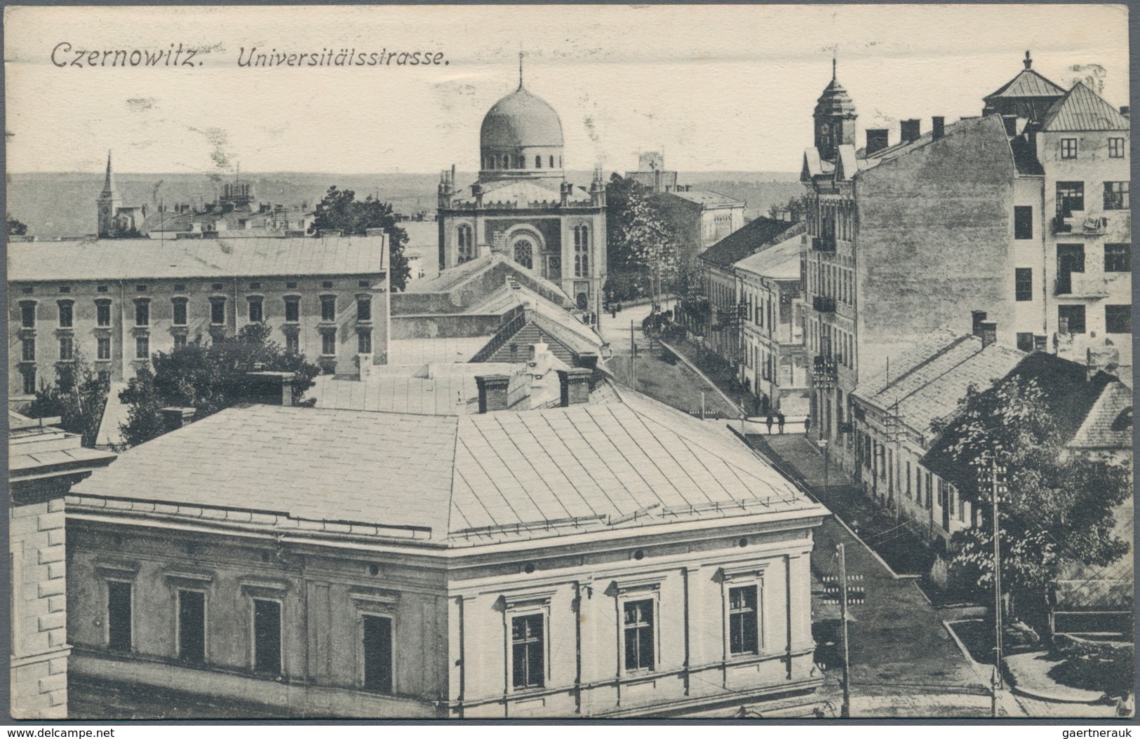 Ansichtskarten: Motive / Thematics: JUDAIKA, Czernowitz Ukraine Universitätsstraße Mit Synagoge, Geb - Other & Unclassified