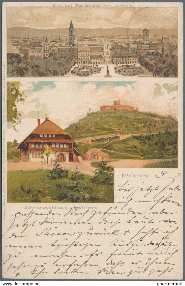 Ansichtskarten: Baden-Württemberg: 1893/1896 Lot 7 Historische Ansichtskarten Aus Karlsruhe. - Andere & Zonder Classificatie