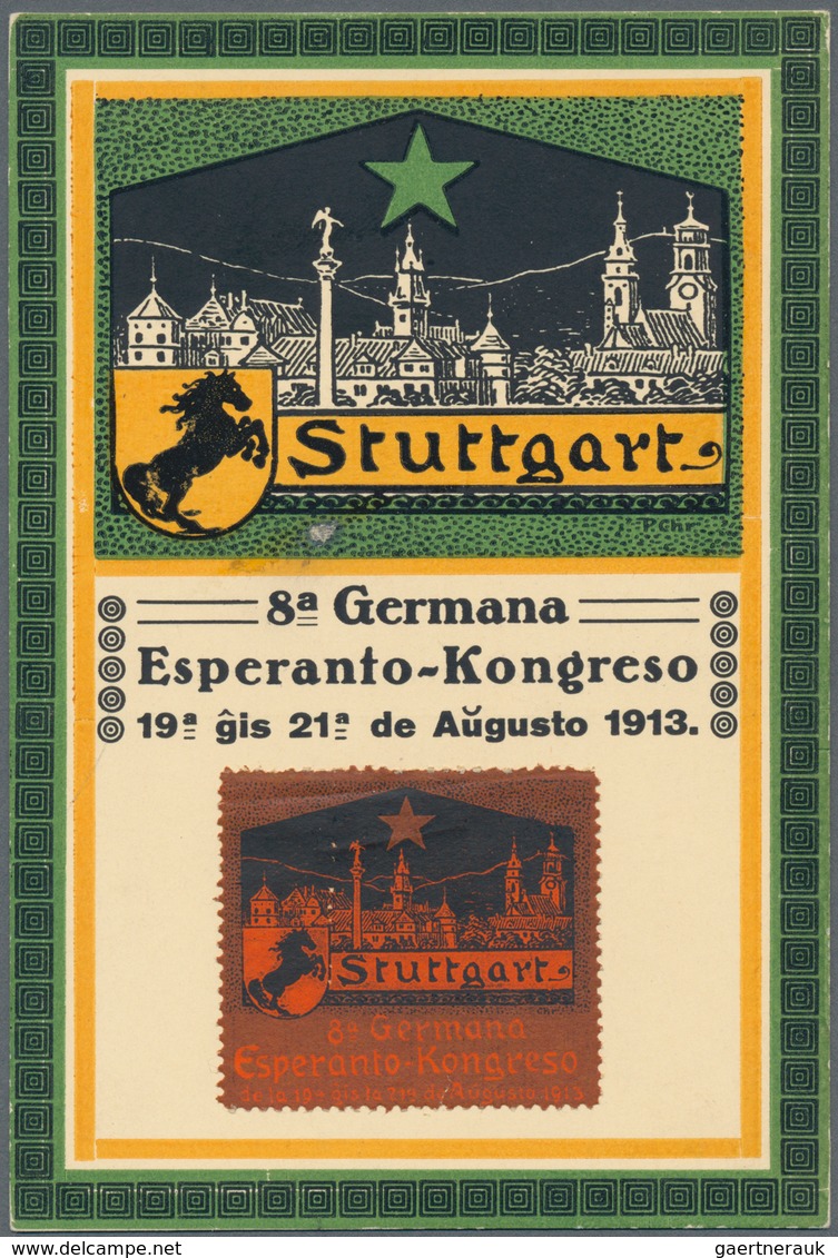 Ansichtskarten: Baden-Württemberg: STUTTGART, "8a Germana Esperanto-Kongreso 1913", Ungebrauchte Fes - Sonstige & Ohne Zuordnung
