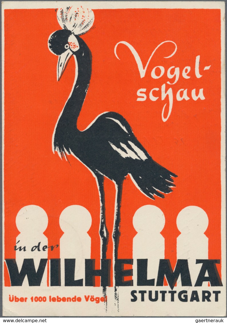 Ansichtskarten: Baden-Württemberg: STUTTGART, WILHELMA Vogelschau 1950, Sehr Plakative Werbekarte , - Sonstige & Ohne Zuordnung