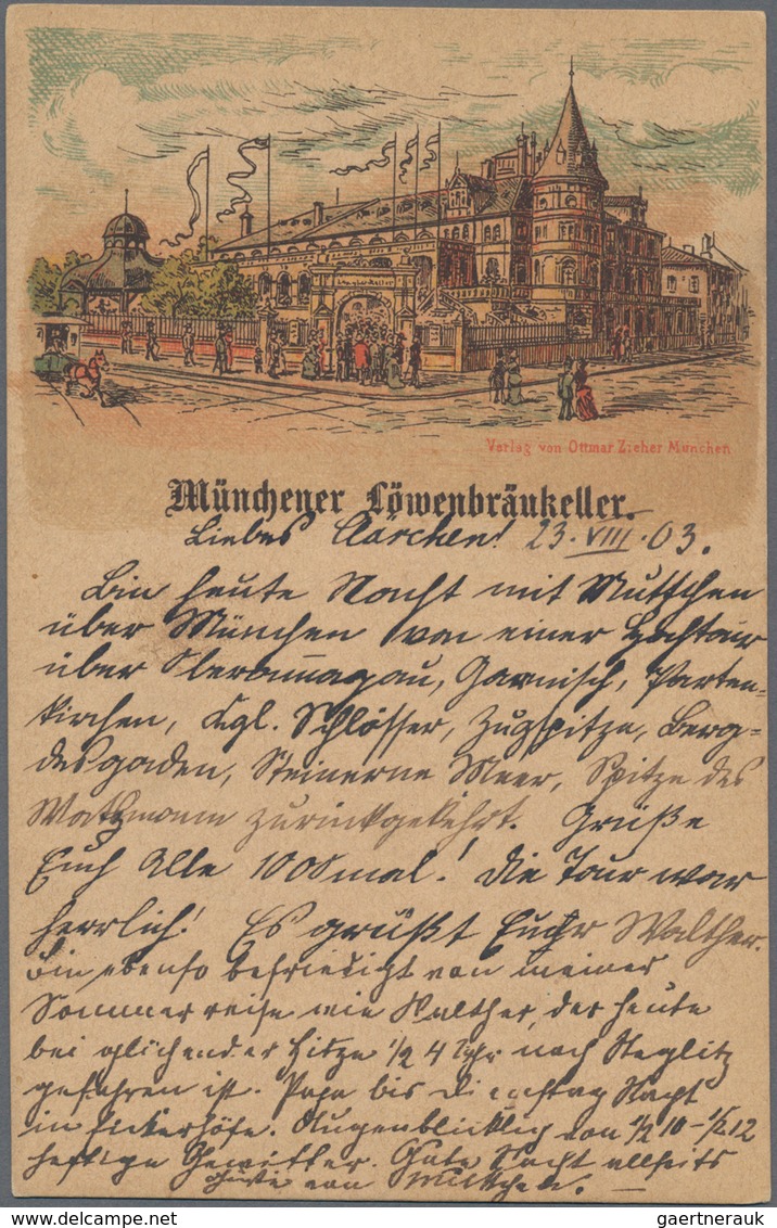 Ansichtskarten: Bayern: MÜNCHEN, Drei Sehr Frühe Kolorierte Historische Ansichtskarten LÖWENBRÄUKELL - Other & Unclassified