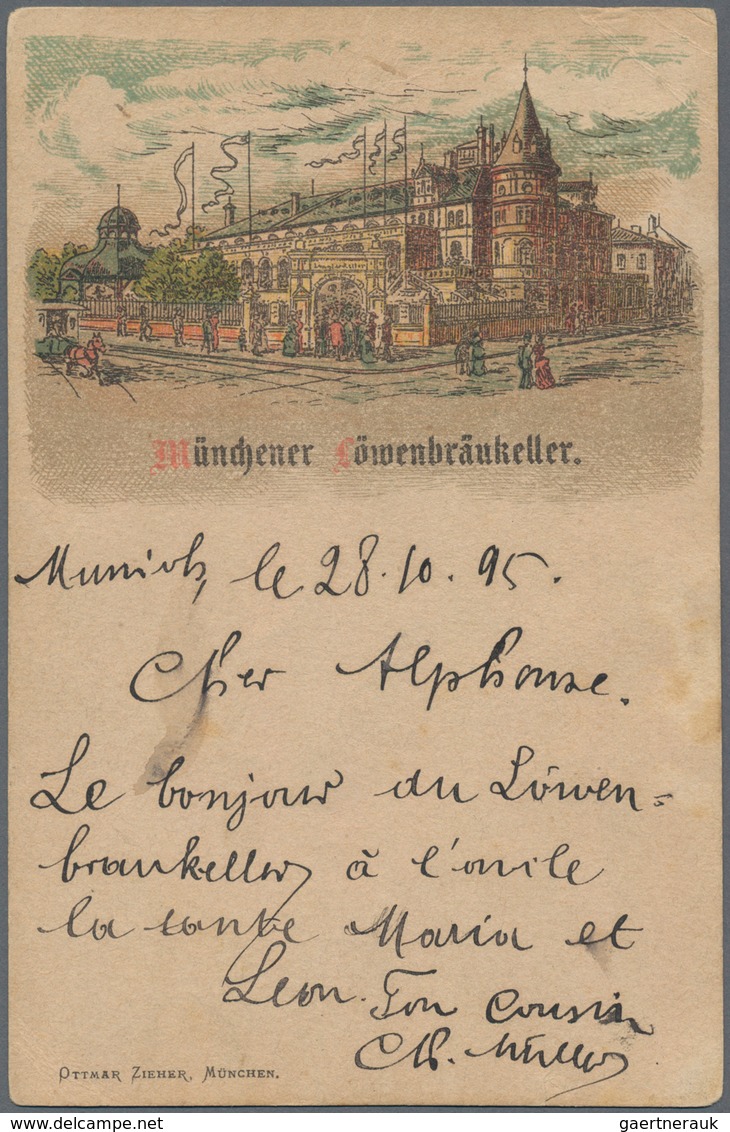 Ansichtskarten: Bayern: MÜNCHEN, Drei Sehr Frühe Kolorierte Historische Ansichtskarten LÖWENBRÄUKELL - Sonstige & Ohne Zuordnung