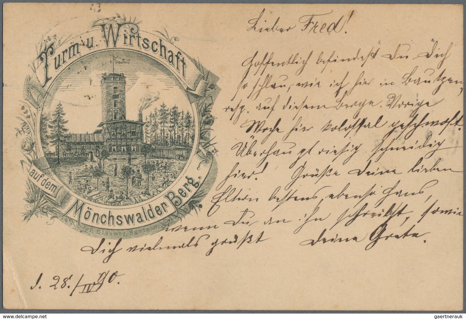 Ansichtskarten: Sachsen: WILTHEN, "Turm U. Wirtschaft Auf Dem Mönchswalder Berg" (alte PLZ 8609), Fr - Other & Unclassified